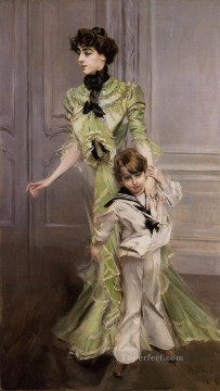  Georg Pintura Art%C3%ADstica - Retrato de Madame Georges Hugo nee Pauleen Menard Dozian y su hijo Jean género Giovanni Boldini